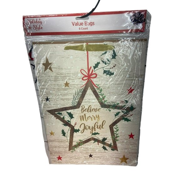 Holiday‎ Style Christmas Value Pack Gift Bags, 6 Ct - Assorted - Picture 1 of 10